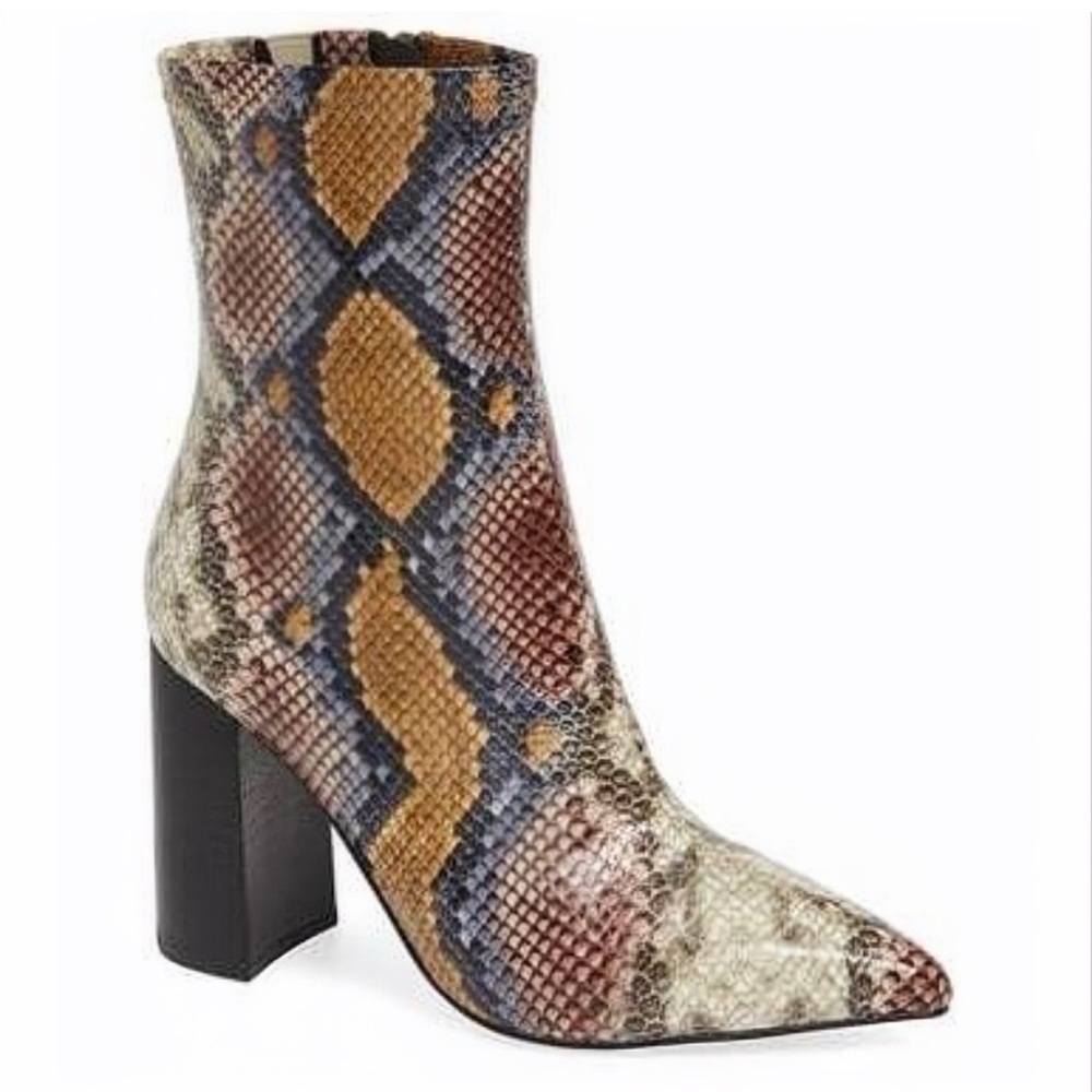 JEFFREY CAMPBELL Siren Bootie in Grey Wine Snake